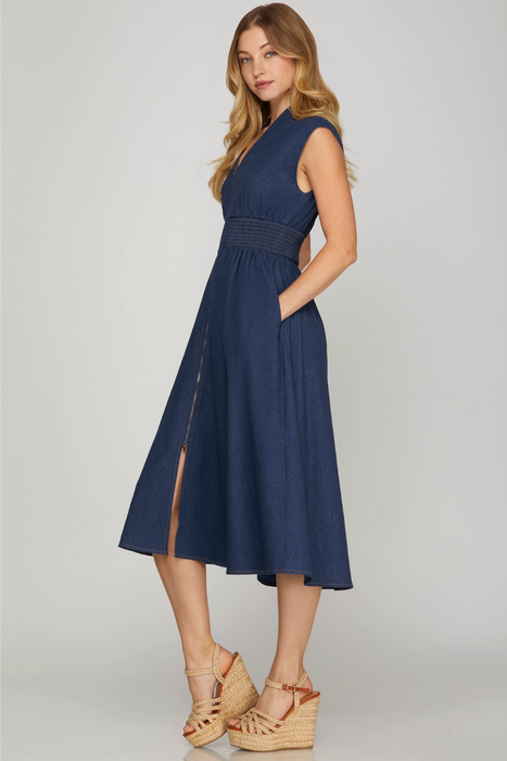 Drop Shoulder Denim Dress