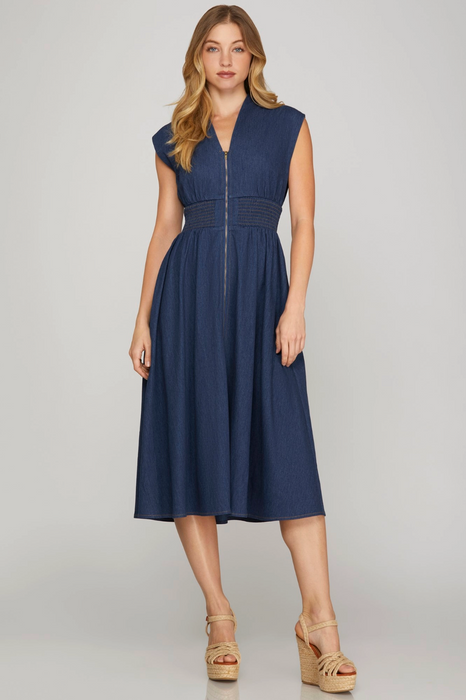 Drop Shoulder Denim Dress
