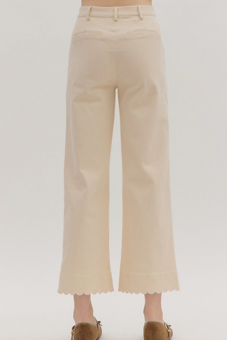 Scallop Detail Wide Leg Jeans