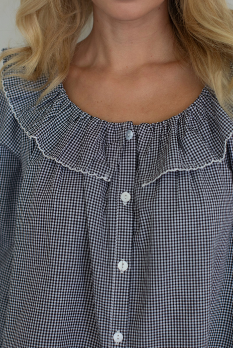 Gingham Blouse with Collar