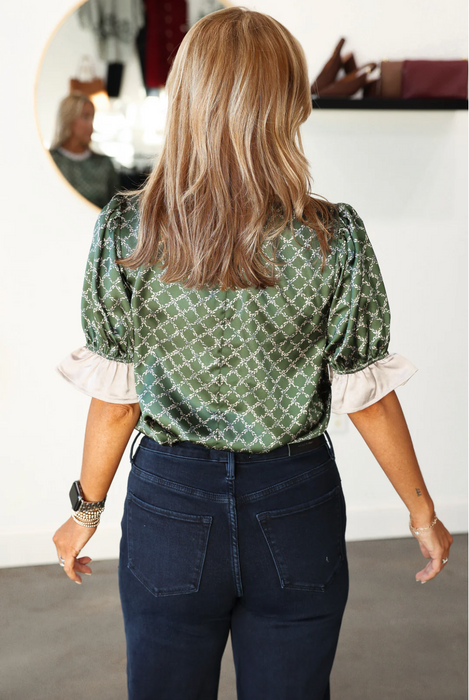 Sateen Top Ruffle Detail