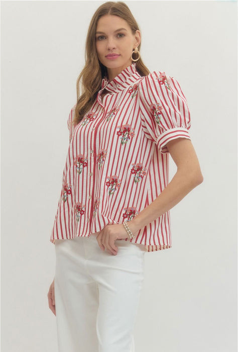Ruffle Button Up Shirt