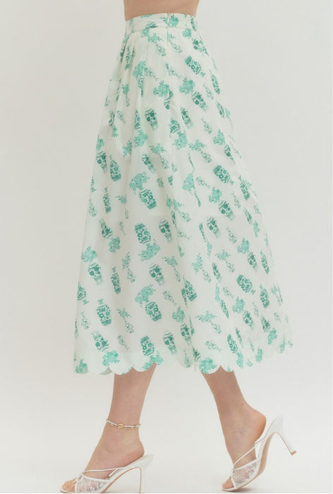 Printed Vase Scallop Skirt