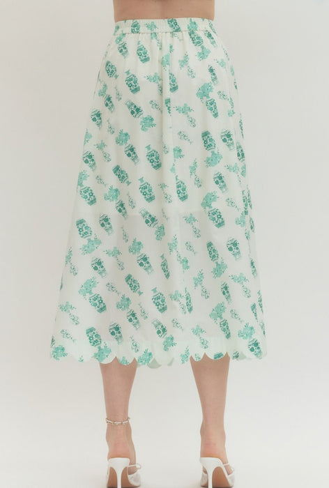 Printed Vase Scallop Skirt