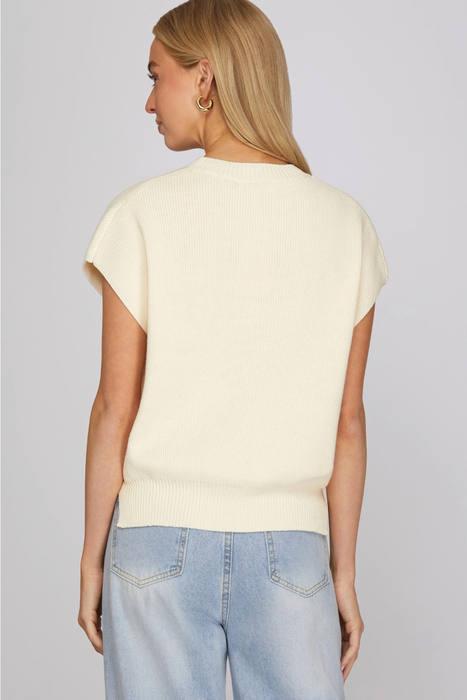 Drop Shoulder Embroidered Sweater