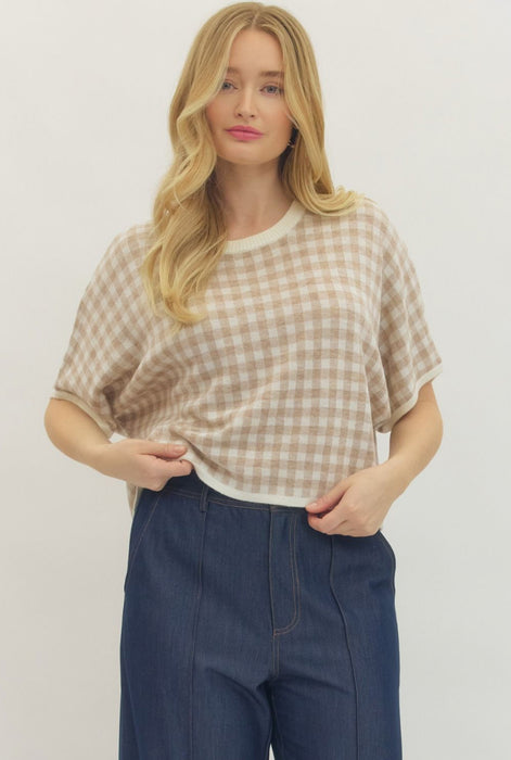 Checkered Sweater Top