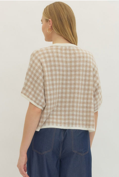 Checkered Sweater Top