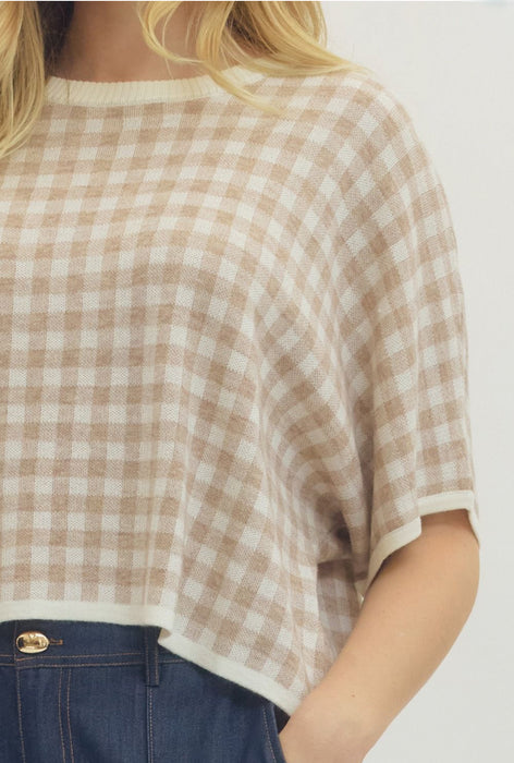 Checkered Sweater Top