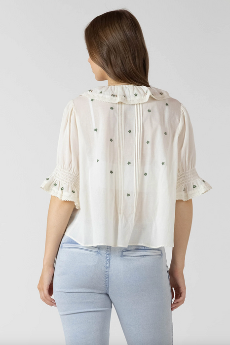 Ruffle Detail Embroidered Blouse