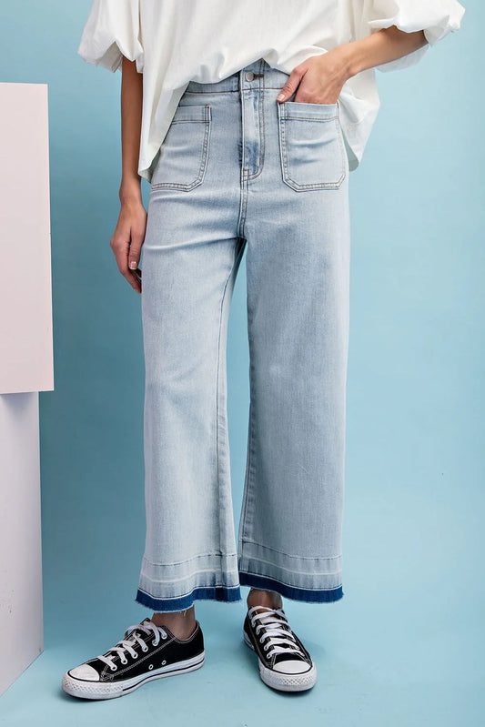 MINERAL WASHED CROPPED PANTS