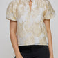 GOLD FOILED V-NECK PUFF SLEEVE TOP