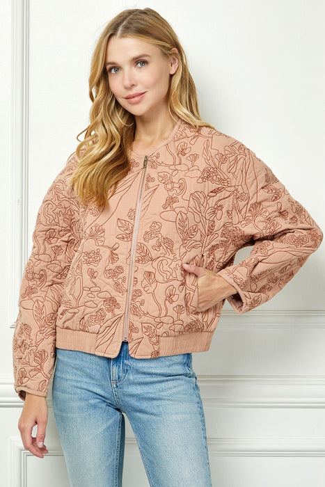 Floral Puff Jacket Rose