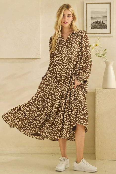 Leopard Loose Midi Dress