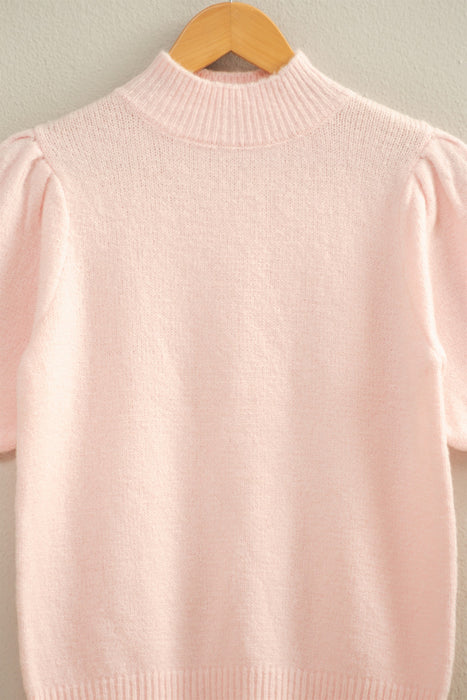 Short Sleeve Knit Top Soft Pink