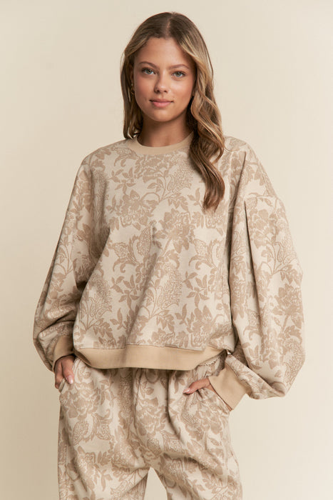 Floral Top and Wide Leg Pant lace contrast