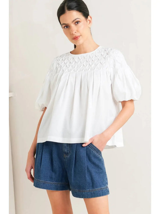 Honeycomb Bubble Sleeve Top