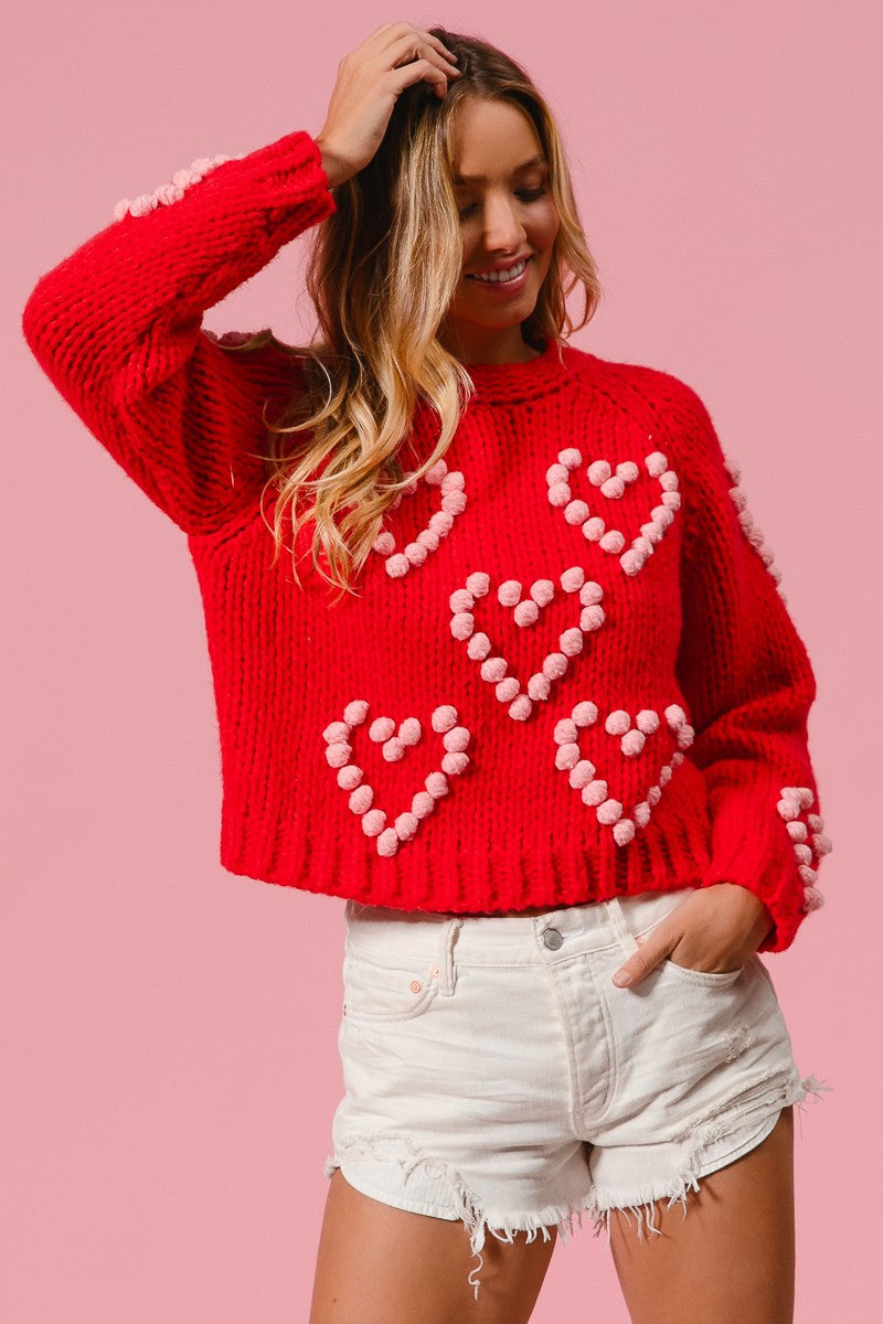 POM POM HEART SWEATER