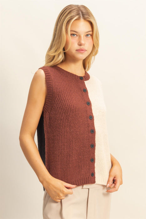 Color Block Sweater Vest