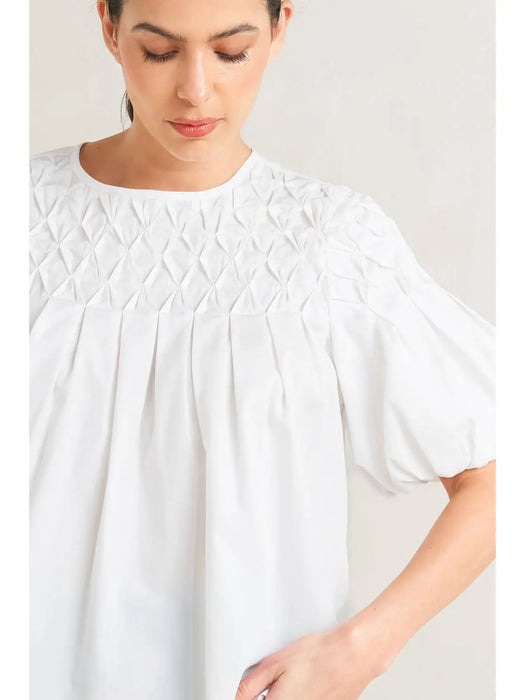 Honeycomb Bubble Sleeve Top