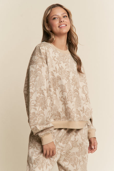 Floral Top and Wide Leg Pant lace contrast