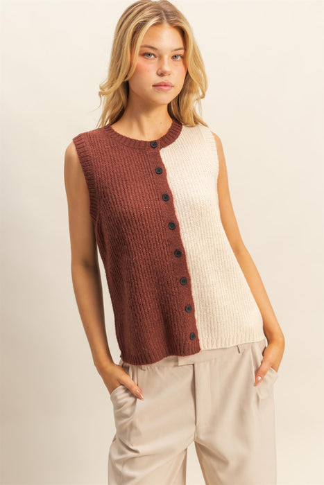 Color Block Sweater Vest