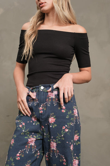 Floral Barrel Jeans