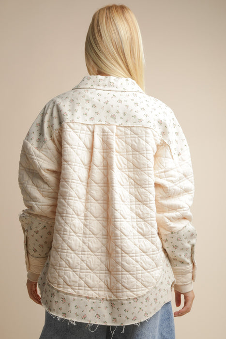 Floral & Knit Button Jacket