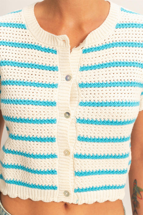 Stripe Knit Button Up Sweater