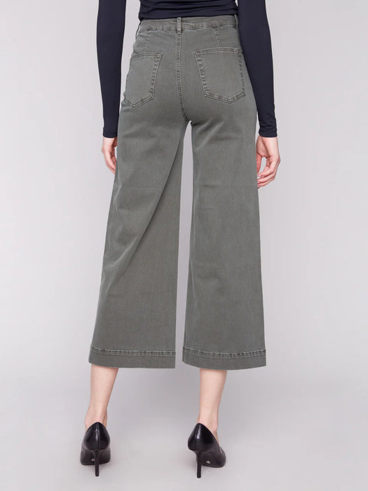 Cropped Flare Front Patch Pocket Pant