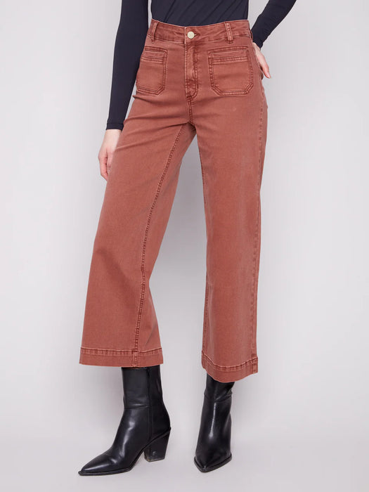 Cropped Patch Pocket Flare Pant SEPIA