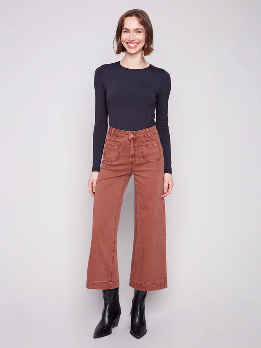 Cropped Patch Pocket Flare Pant SEPIA