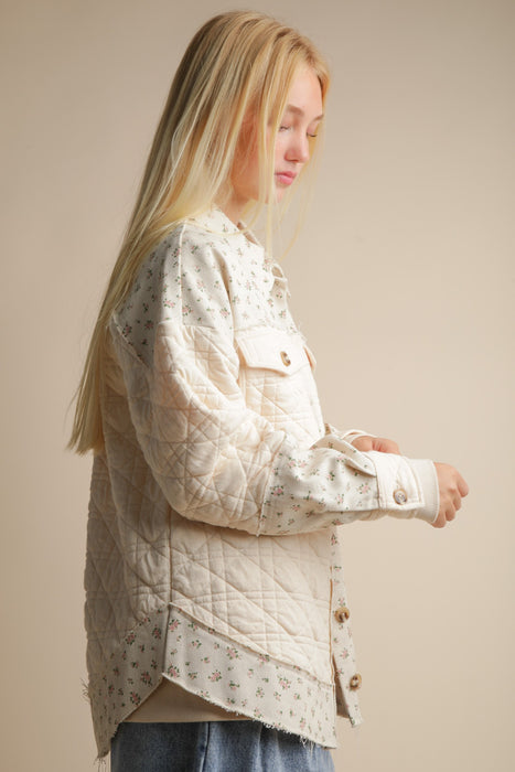 Floral & Knit Button Jacket
