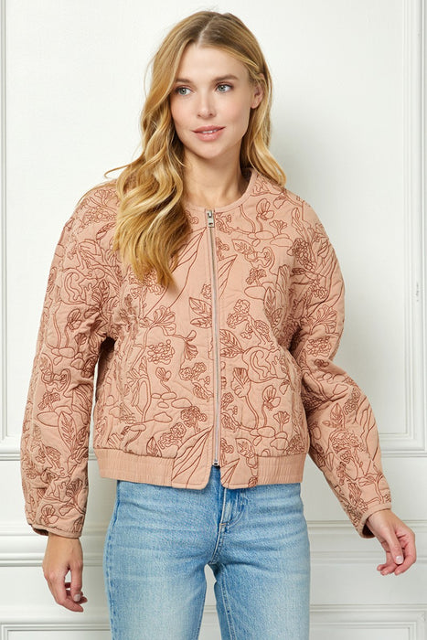 Floral Puff Jacket Rose