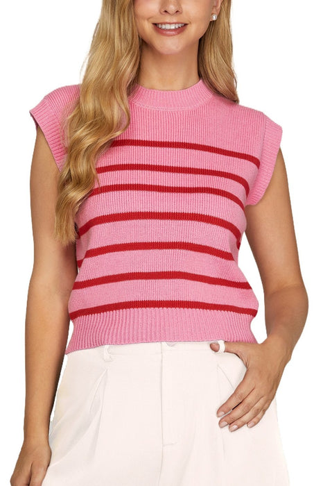 Sleeveless Striped Sweater Top