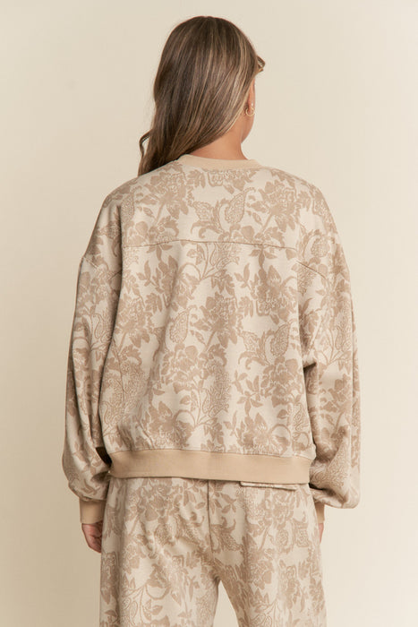 Floral Top and Wide Leg Pant lace contrast