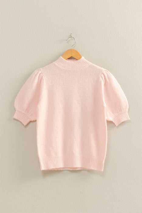 Short Sleeve Knit Top Soft Pink