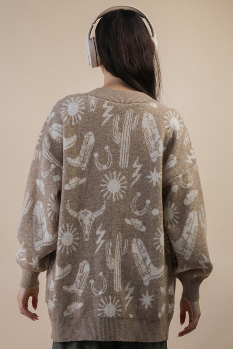 Cowboy Print Sweater