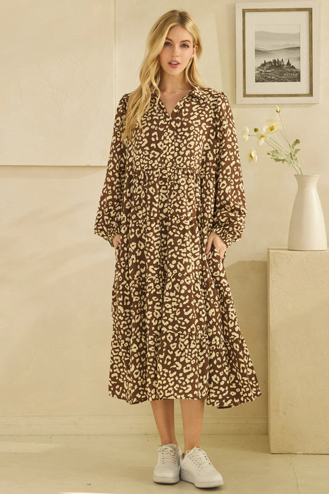 Leopard Loose Midi Dress