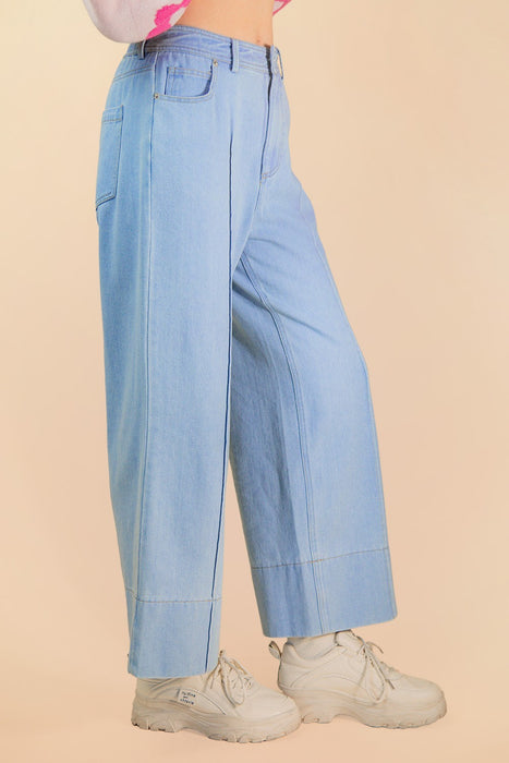 Front Seam Wide Leg Cropped Jeans