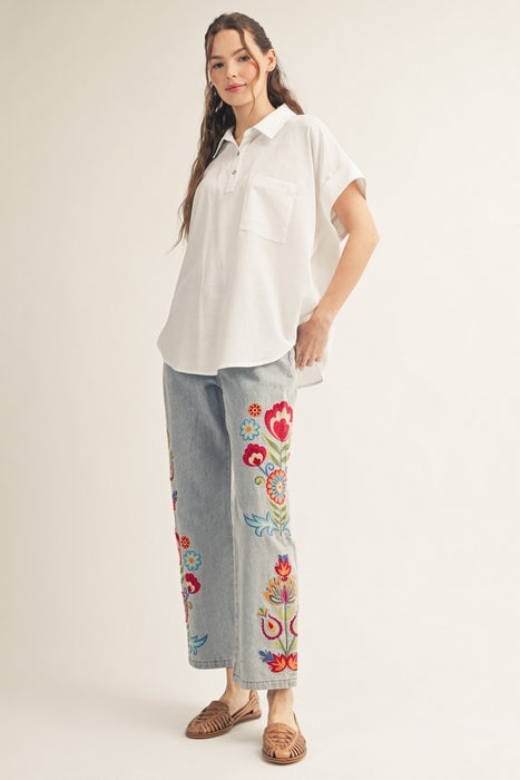 Embroidered Jean