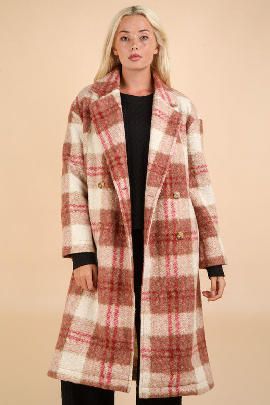 OVERSIZED PLAID COZY LONG COAT