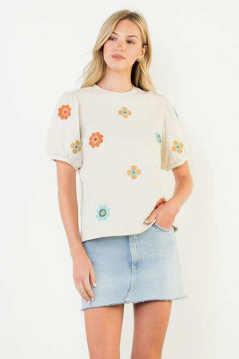 Embroidered Detail Suede Top
