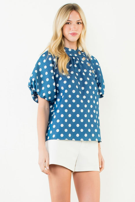 Puff Sleeve Polka Dot Top