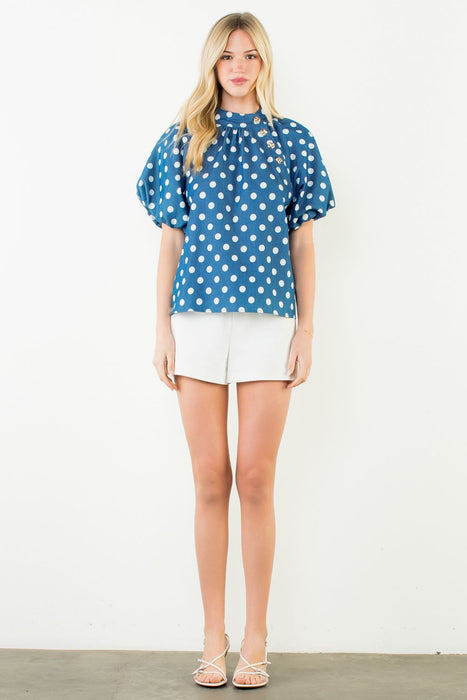 Puff Sleeve Polka Dot Top