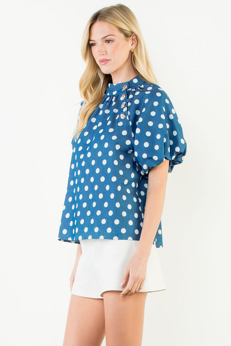 Puff Sleeve Polka Dot Top