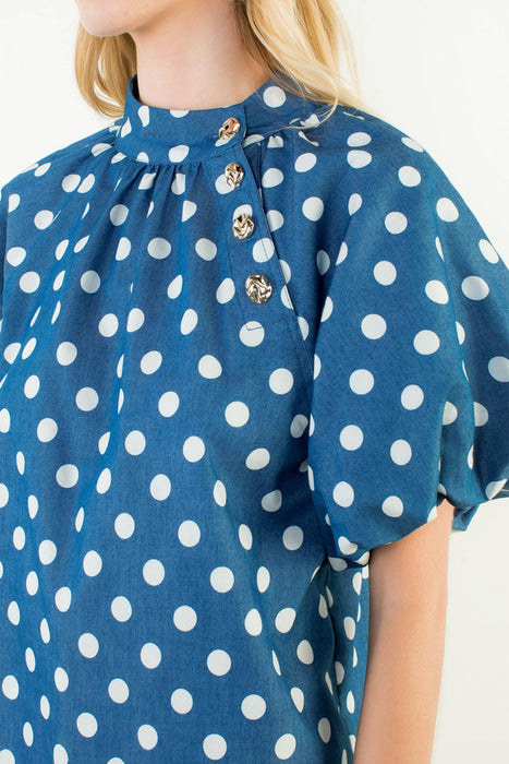 Puff Sleeve Polka Dot Top