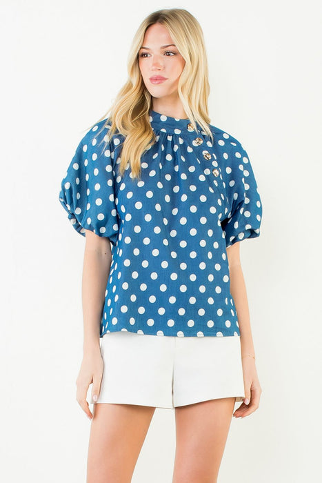 Puff Sleeve Polka Dot Top