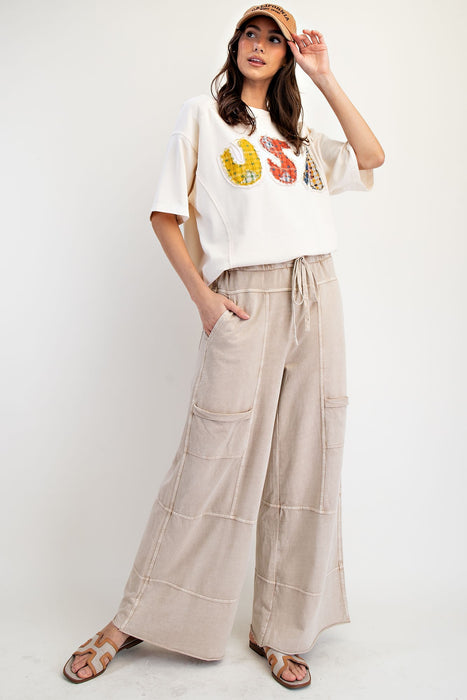 Mineral Washed Terry Pant Light Mocha