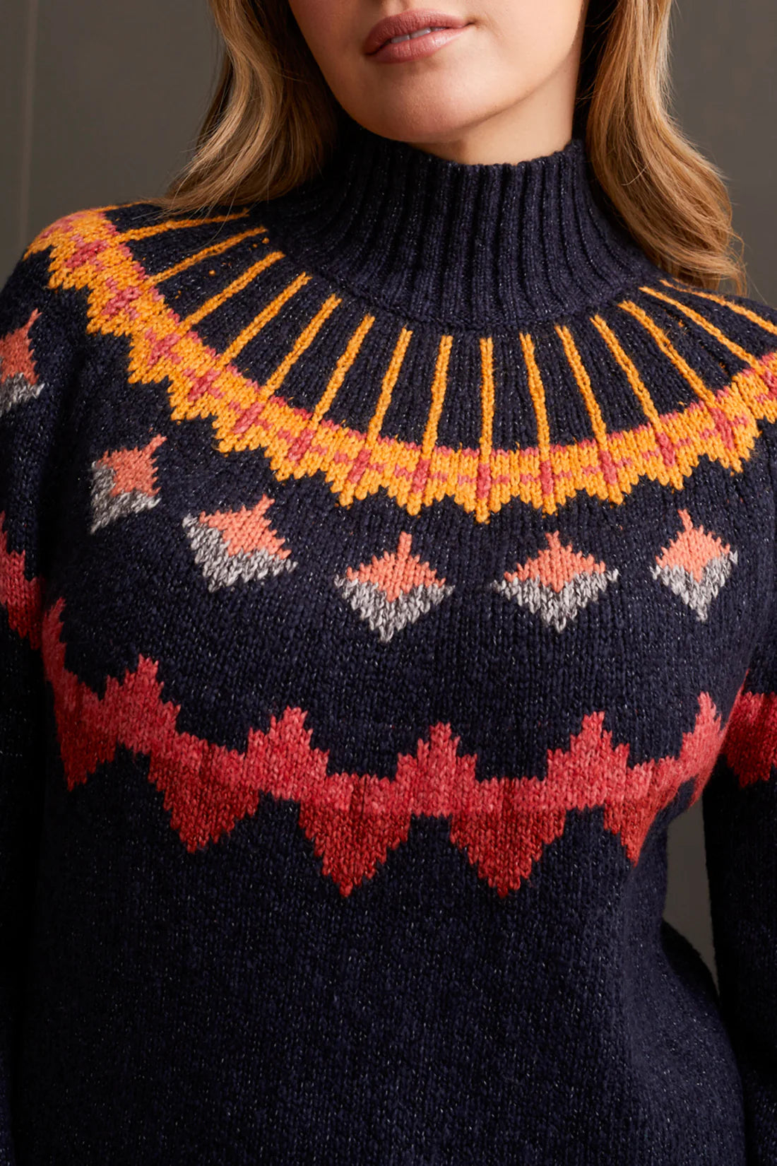 LONG SLEEVE INTARSIA SWEATER