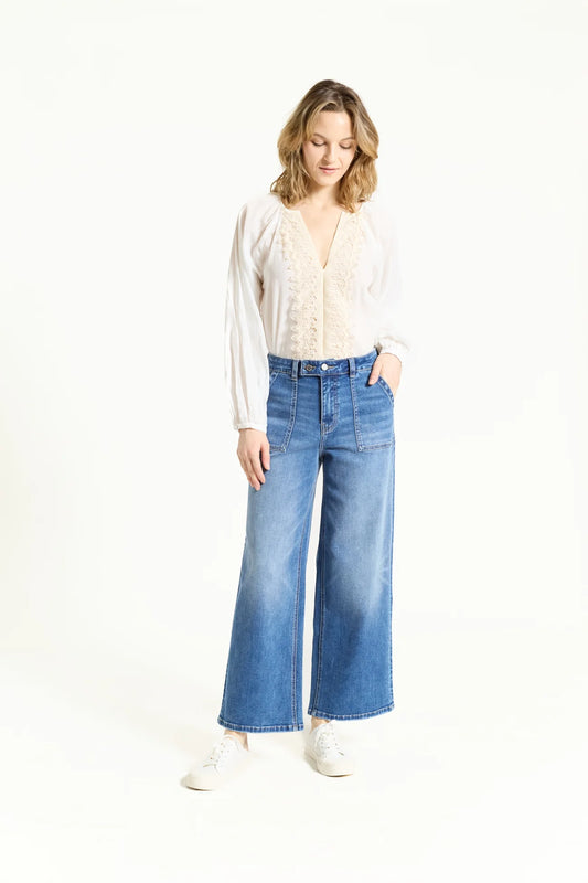 WIDE LEG BIG POCKET DENIM PANT